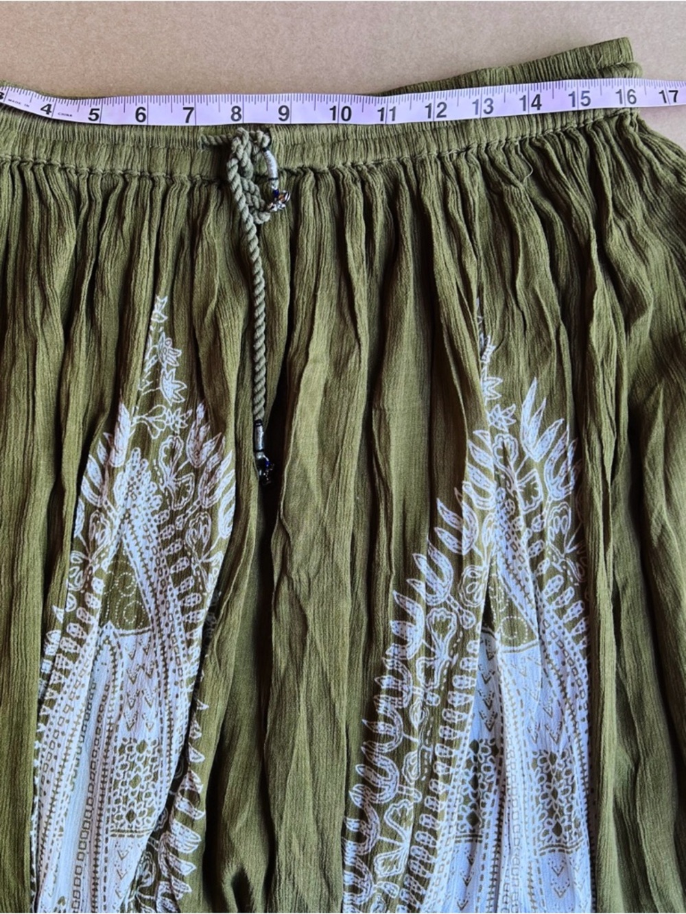 Philosophy Olive Boho Maxi Skirt | Size Large | Rayon Festival Skirt - Picture 7 of 8